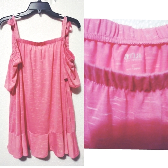a.n.a Off Shoulder Hi Low Pink Top - Picture 3 of 3